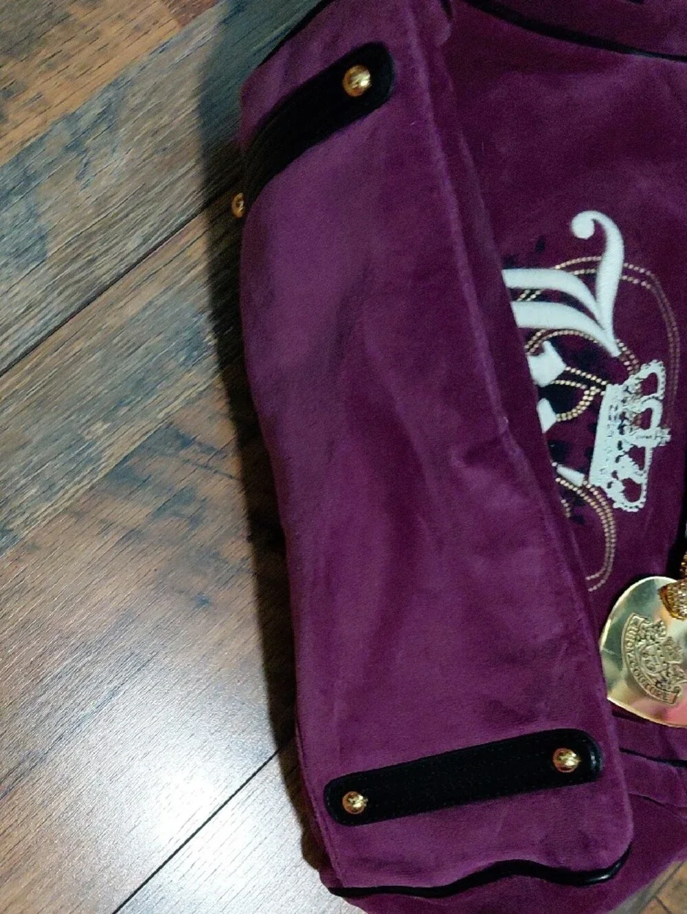 Vintage Juicy Couture Plum Suede Tote with Gold Heart Charms